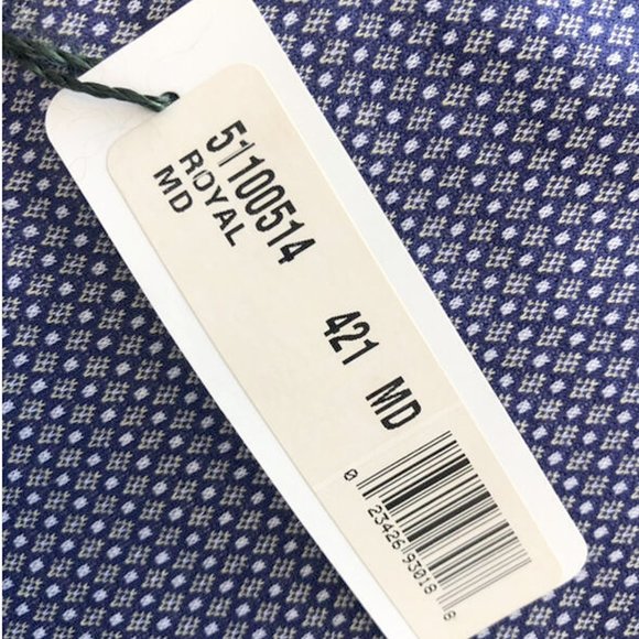 NEW Bobby Jones Collection Golf Shirt! M Blue & White Pattern Signature Golfers - Picture 3 of 3